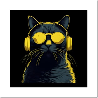 Cool Music lover cat Posters and Art